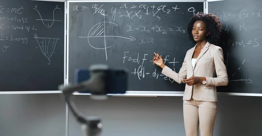 AI teacher delivering educational content to students